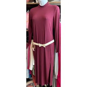 Halogen‎ Burgundy Mock Neck Long Sleeve Midi Dress Side Slit XS thumbnail 4