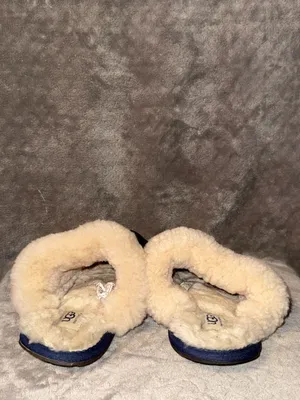 UGG Australia Suede Shearling Lined Slide Slippers Dark Brown Size 8 thumbnail 5