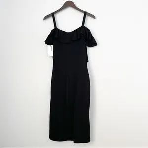 NWT BAILEY 44 Jungle Canopy Cold-Shoulder Dress Black Large thumbnail 6