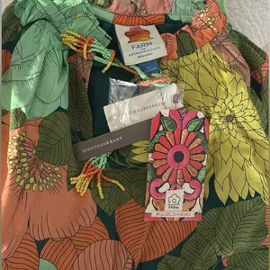 Farm Rio Long Sleeve Midi Dress Green Floral NWT thumbnail 4