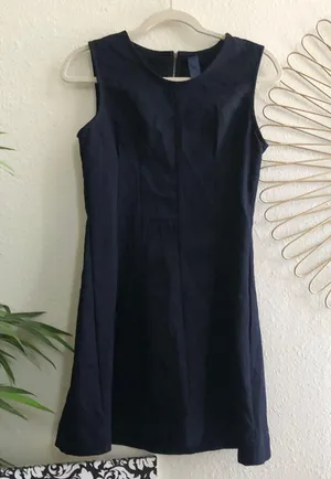 Navy blue aline sleeveless dress thumbnail 1