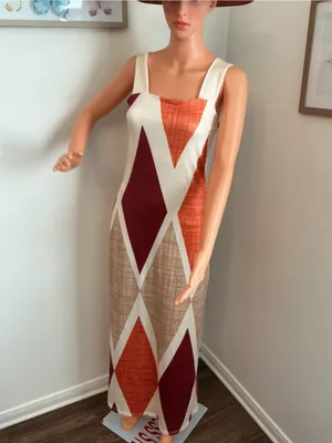 ChicMe Geometric Print Sleeveless Maxi Dress Size S Side Slits thumbnail 4