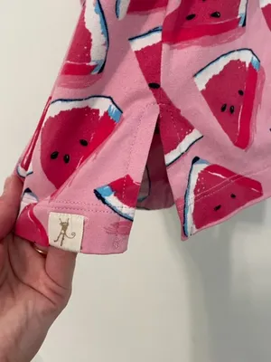 MUNKI MUNKI Pink White Blue Watermelon Fruit Print Short Sleeve Pajama SHIRT PJs thumbnail 8