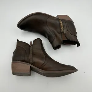 Guess Brown Ankle Booties Heel Side Zip Western Womens Size‎ 7.5M thumbnail 5
