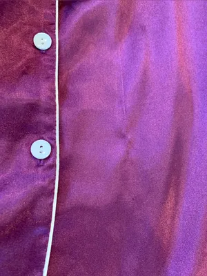 Women’s Small Purple Satin Button Front Long Sleeve Top and Pants Pajama Set thumbnail 7