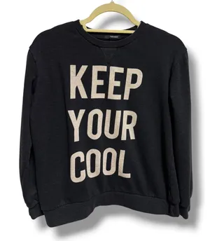 Forever 21 Keep Your Cool Graphic Sweatshirt Women S Black Vintage Wash Crewneck thumbnail 1