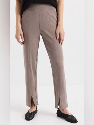 Pact organic airplane tapered leg pant deep taupe purple womens L travel comfort thumbnail 5