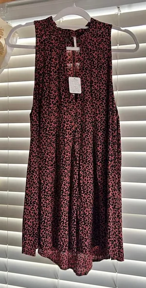 Free People Leopard Print swing mini dress swing tunic XL nwt boho thumbnail 1