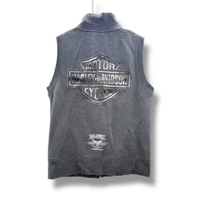 Harley-Davidson Zip Vest Women's Small Gray Logo Biker Casual Layering‎ thumbnail 3