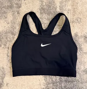 Nike Black Sports Bra with White Swoosh thumbnail 1