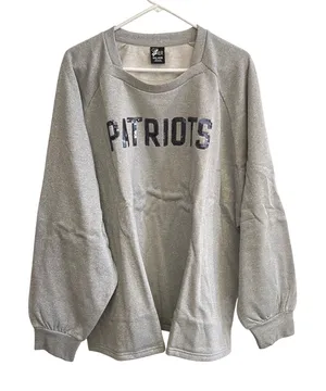G-III For Her Apparel Patriots Sequin Logo Sweatshirt‎ Women's 4XL Gray Metallic thumbnail 1