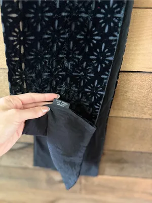 Cejon Black Silk Burnout Velvet Floral Skinny Scarf 56 Inch thumbnail 6