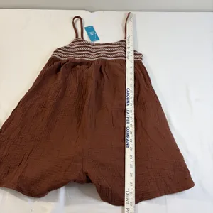 Cupshe Brown Gauze Smocked Romper Embroidered Bohi Summer‎ Beach Jumpsuit NEW thumbnail 10