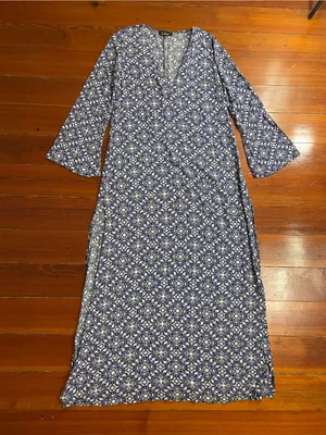 Lulus Mandala Daydream Side Slit Blue Maxi Dress Sz M 💚🎀 thumbnail 7