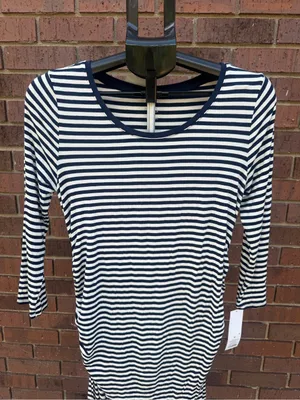 Liz Lange Maternity for Target Striped Dress Navy White Medium M 3/4 Sleeve New thumbnail 5