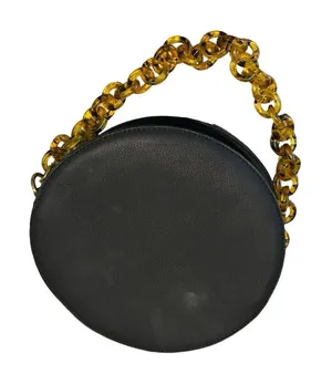 Anthropologie Women's Round‎ Black Chain Shoulder Bag thumbnail 1
