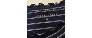 Aeropostale Navy & White Striped Off Shoulder Bardot Top M thumbnail 6