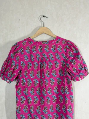 J. Crew Factory Women’s Printed Shortsleeve Poplin Top in Pink Floral S thumbnail 6