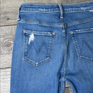 MOTHER The Tripper Ankle Fray Blue Distressed Straight Leg Jeans thumbnail 7