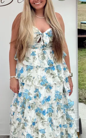 Cider Blue Floral Dress thumbnail 1