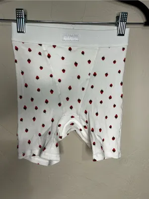 Skims Cotton Ribbed Snow Strawberry‎ Boxer Cozy Lounge Shorts thumbnail 2