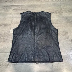 Mixit Y2K Womens Black Quilted Genuine Leather Zip Front Vest Size‎ 10 Medium thumbnail 2