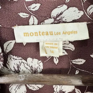 Monteau Blouse M Brown Floral Faux Wrap Cottagecore‎ Dark Romantic Feminine Top thumbnail 2