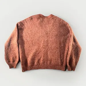 Ascot & Hart Palm Tree Cardigan XL Rust Boucle Knit Oversized Cozy Sweater‎ thumbnail 2