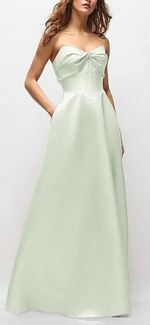 NEW Alfred Sung Bow Strapless twist cuff neck gown mint green D888 sz 4 thumbnail 1