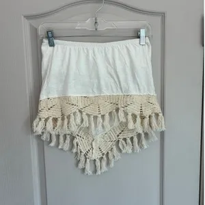 Free People Womens White Cotton Crochet Tassel Handkerchief‎ Tube Top Small Boho thumbnail 12