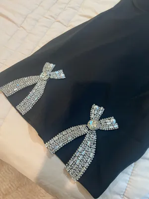 Black Rhinestone Bow Bodycon Mini Dress thumbnail 9