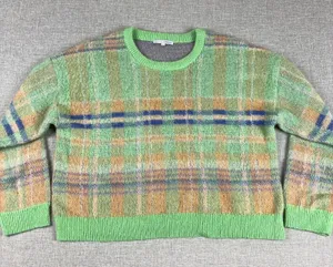 Baltic Born Sweater Womens L Green‎ Plaid Crew Neck Pullover Acrylic Nylon Knit thumbnail 1