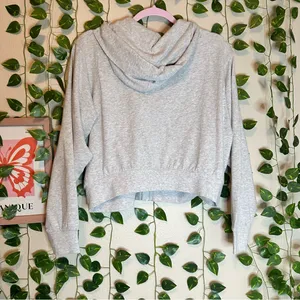 Skims gray zip up cropped hoodie casual influencer cotton light heather thumbnail 5