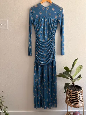 Lulu’s Easy Delight Blue Floral Drop Waist Maxi Dress M thumbnail 4