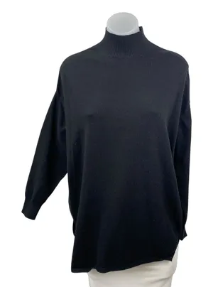 MNG Mango Women's Black Long Sleeve Turtleneck Knit Longline Sweater Top Size S thumbnail 1