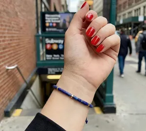 Exquisite Lapis Lazuli Bracelet - Adjustable Simple Blue Gemstone Bracelet thumbnail 3