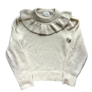 Doen Azaria Ivory Cream Sweater Size XS Alpaca Wool Ruffle Collar thumbnail 2