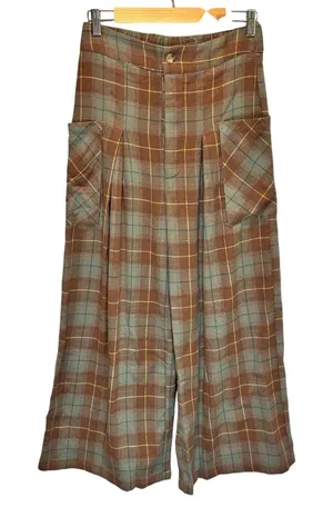 Blakeley Brown Plaid Cropped Wide Leg Cargo Pant - size Small/Medium thumbnail 1