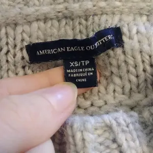 American Eagle Grey Cable Knit Crewneck Sweater thumbnail 4