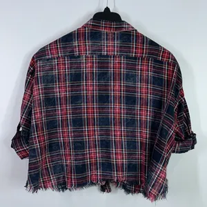 Zara plaid distressed button down shirt size medium thumbnail 6
