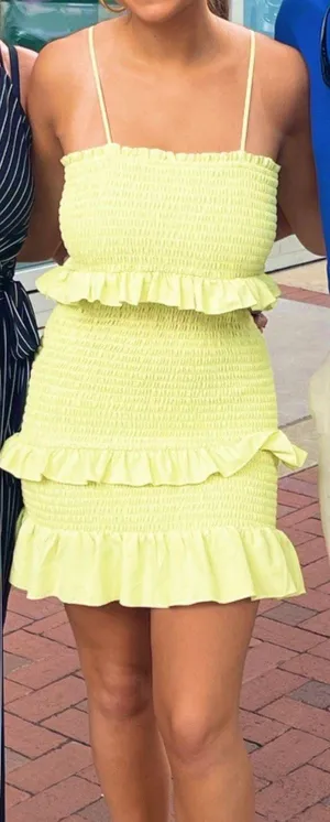 Lime Green Ruffle Bodycon Boutique Dress thumbnail 1
