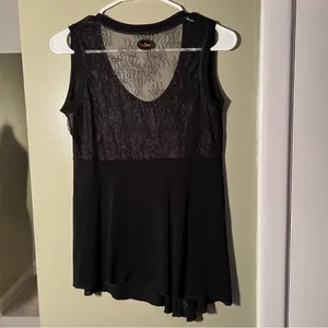 Rossaspina Women's Tank‎ Top Black Scoop Neck Lace Back Tango Dance Stretch thumbnail 5