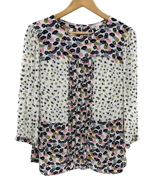 Boden Women's 8 Hopscotch Poppy Floral Pintuck Blouse 3/4 Sleeve Top Boho‎ Chic thumbnail 1