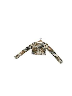Vibe Sportswear Y2K Floral Tie Front Crop Top Womens L Whimsigoth Goth thumbnail 6