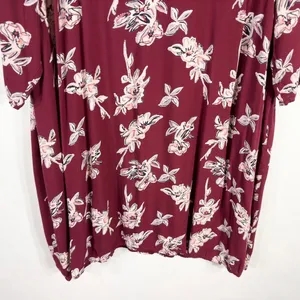 Ellos Plus Size‎ 22 Dress Shift Maroon Floral Shift Mini Lined Back Zip 1514 thumbnail 4