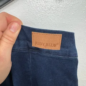 Judy Blue Super Flare Jeans Size 7 28 Dark Wash Pull-On Seamed Front Raw Hem thumbnail 7
