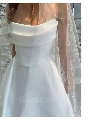 A Line Strapless Dress White Size 0 thumbnail 2