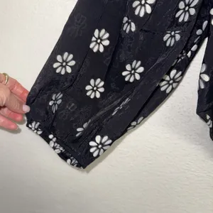 Buru Balloon Sleeve Bustier Cropped Floral Top Sz XL Black White NEW $128 Boho thumbnail 3