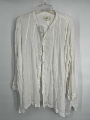 Denim & Supply Ralph Lauren White Viscose Button Down Overshirt Shirt Size L thumbnail 2