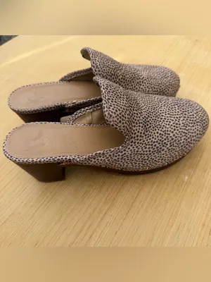 Report‎ Spotted Mule Clogs Size 7 Brown Wood Heel Slip On Boho thumbnail 3
